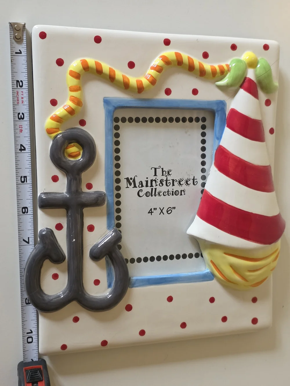Red & White Nautical Ceramic Photo Frame